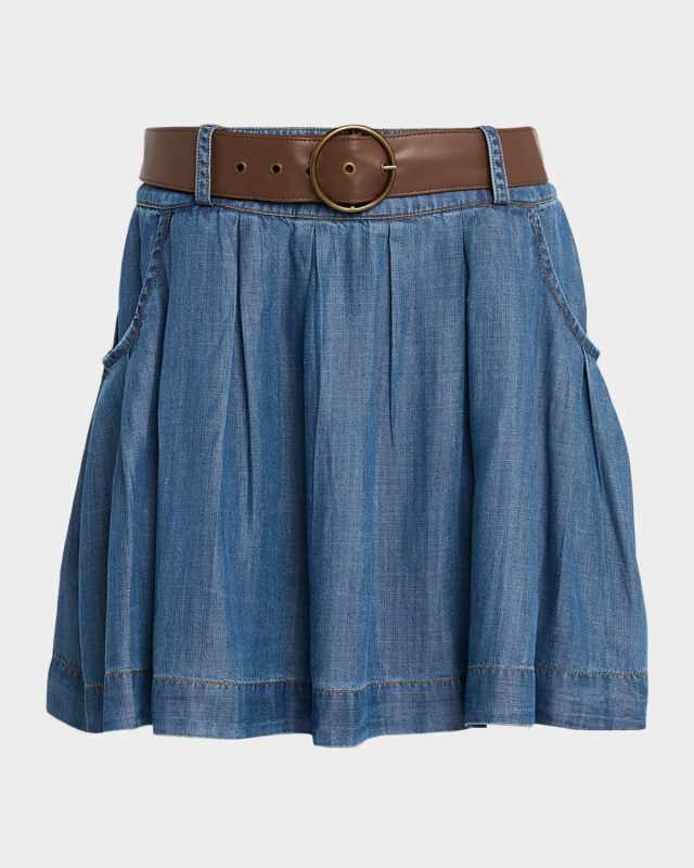 Owen Belted Chambray Mini Skirt